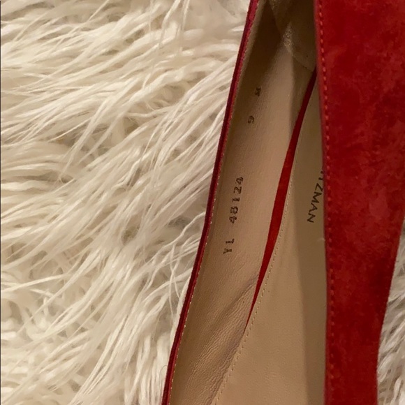 Stuart Weitzman red suede pumps. - Picture 4 of 6
